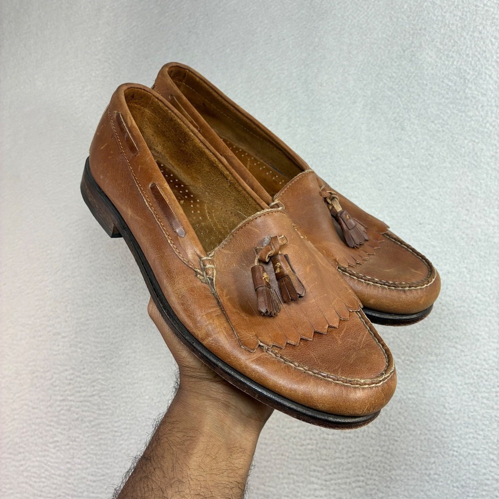 GH Bass Weejuns Tassel Loafers Men 10.5 Brown USA Preppy Dress Shoes Vintage